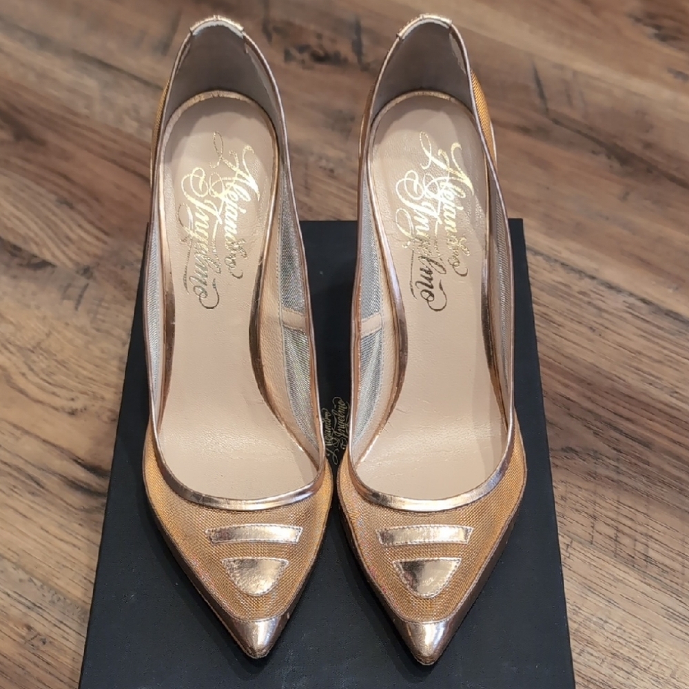 Metallic Gold Pointed-Toe Pumps By Alejandro Ingelmo